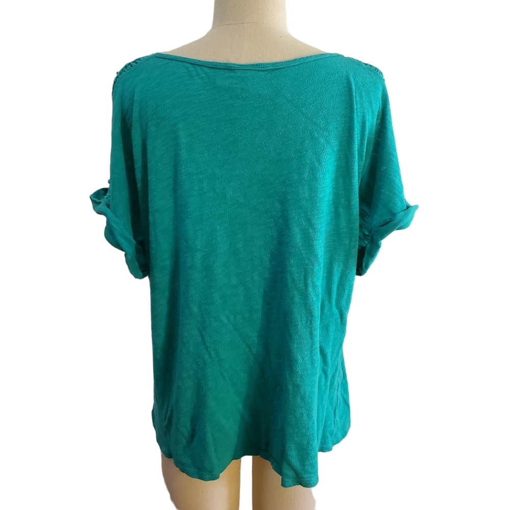 Rafaella Weekend Women's Green Top With Brass Shoulder Enhancements Size‎ L - Picture 3 of 8